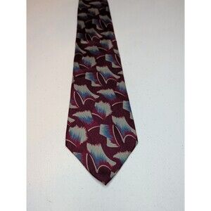 80s 90s Vintage Envoy Geometric Shapes Abstract Red 100% Handmade Silk Necktie